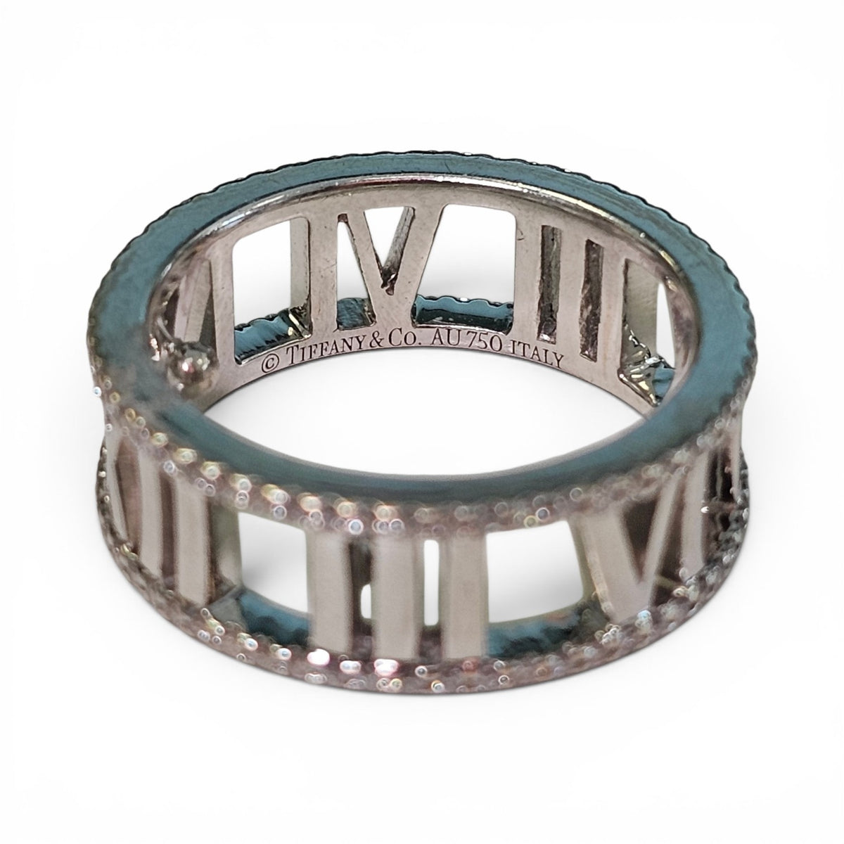 Tiffany & Co. Atlas Collection Roman Numeral Diamond Ring in 18