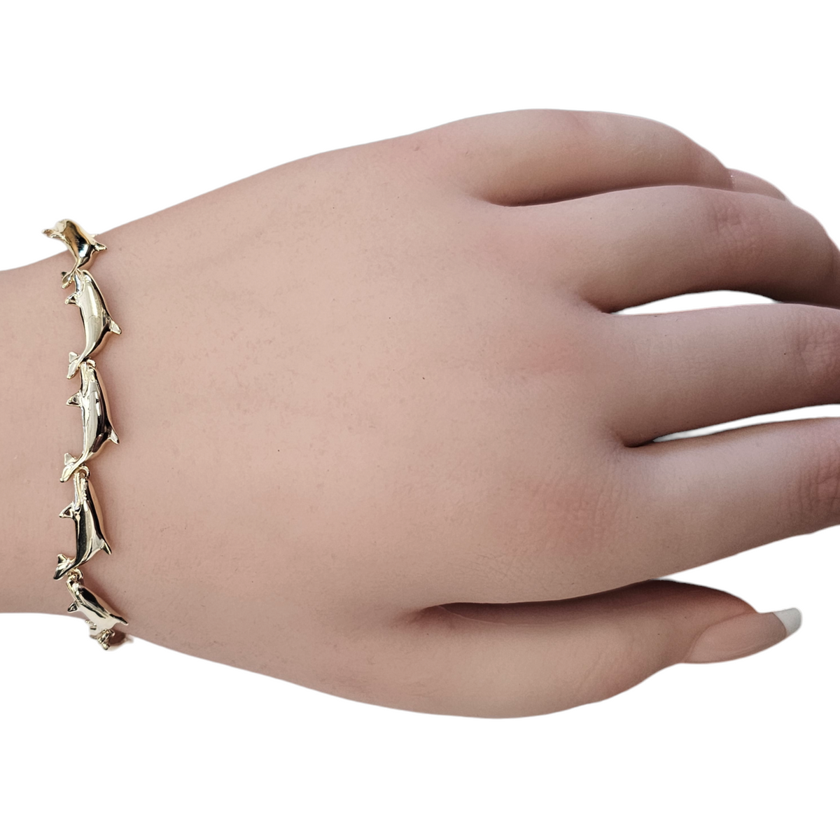 Dolphin bracelet made in solid 14-Karat yellow gold