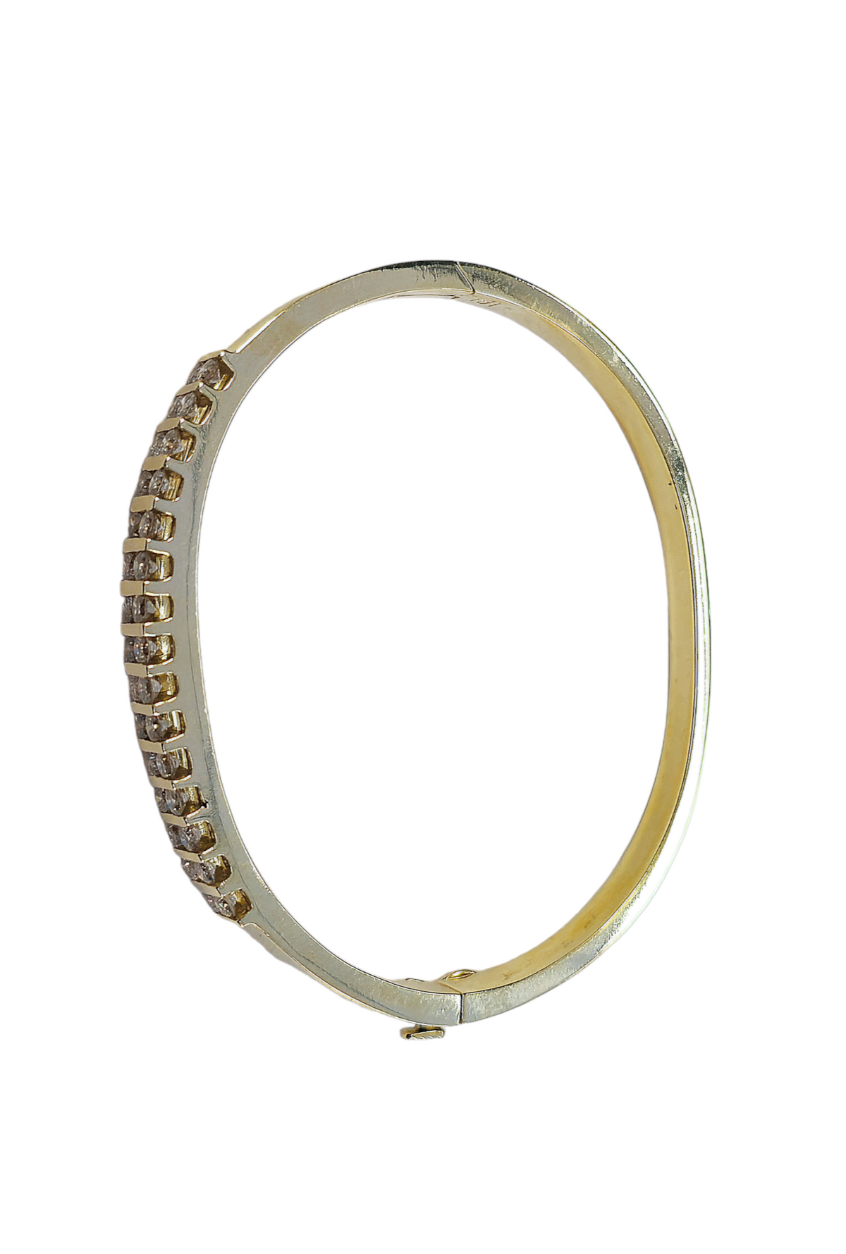 Natural diamond 2.40 CTTW double channel set bangle made in solid 14-karat yellow gold