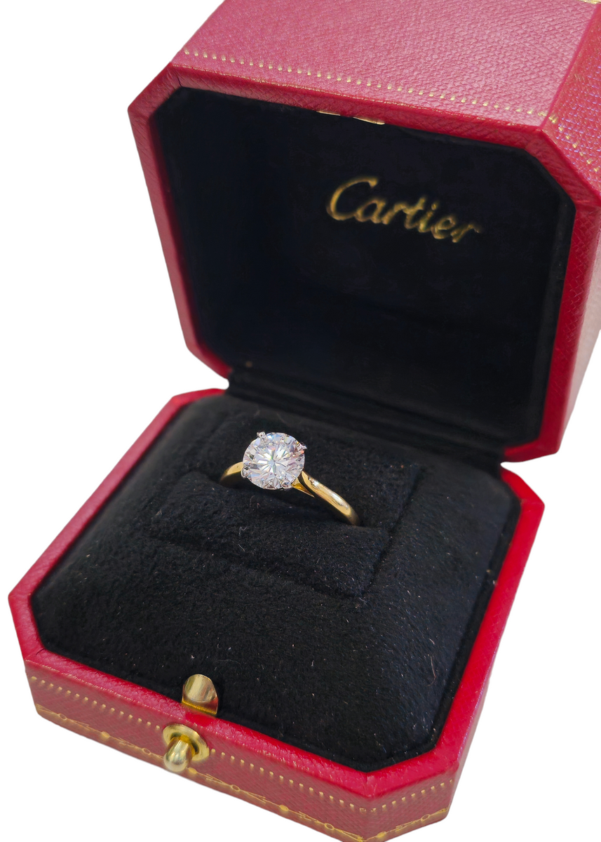 Authentic Cartier Diamond Solitaire ring made in Platinum and 18 karat yellow gold