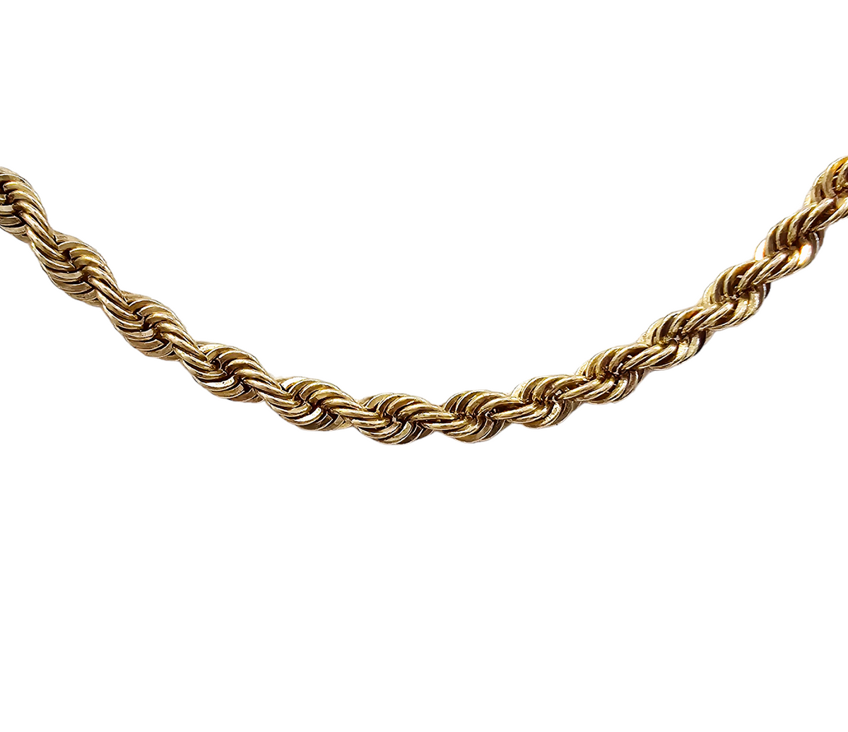 Rope chain 3.26 mm made in solid 14-karat yellow gold 24 inches (RLRQT)