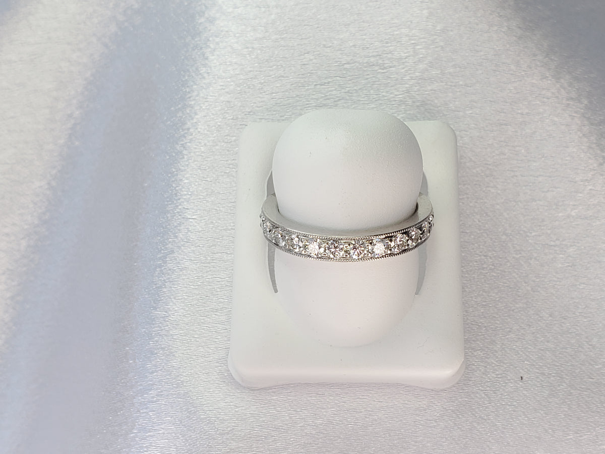 Tiffany & Co. 18K White Gold and Diamond Band Ring 3.2mm