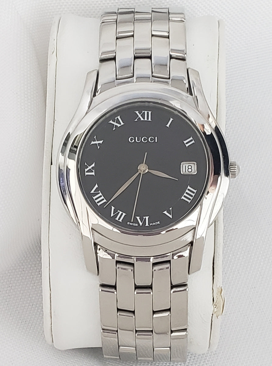 GUCCI 腕時計 5500 M ブラック Gucci Preowned Black Stainless Steel 5500m Men's Wristwatch – CDM