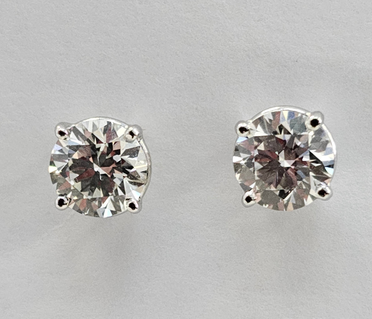 Laboratory Grown Diamond Stud Earrings, 2.10 Total Carat Weight, Set in 14kt White Gold