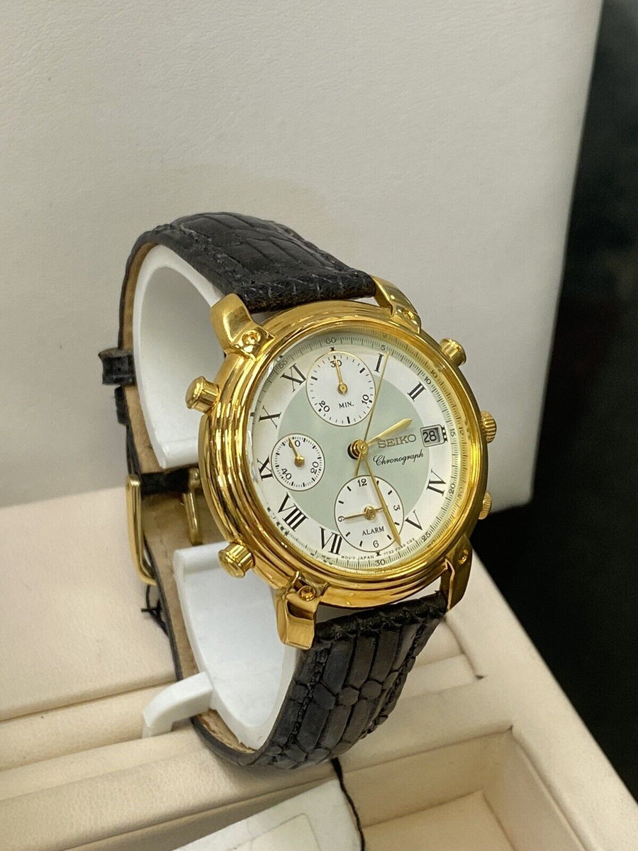 【稼動】SEIKO　NOIN ゴールド 腕時計 レザー　1F21-5B70 稼動】SEIKO NOIN ゴールド 腕時計 レザー 1F21-5B70 - メルカリ