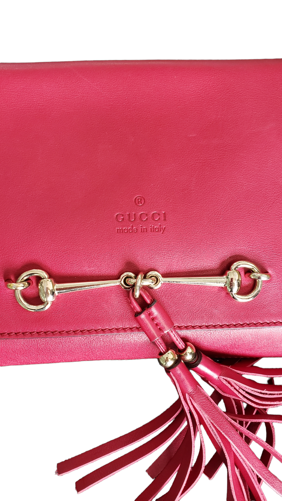 Gucci Horse Bit Red Leather Tassel Clutch