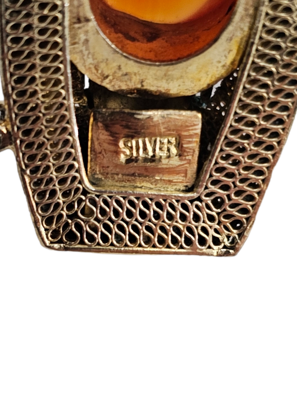 Vintage Enameled Chinese Sterling Silver Vermil Carnelian Bracelet
