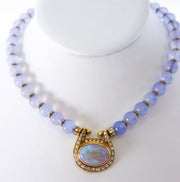 Opal and Chalcedony Diamond 18K Gold Necklace