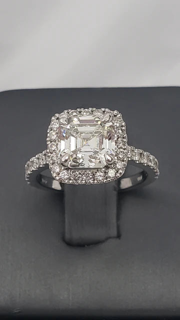 18K White Gold Asscher Cut Diamond Engagement Ring