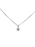 Solitaire Diamond Pendant Necklace in 10 Karat White Gold Chain