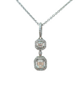 Baguette Diamond Pendant Necklace in 14 Karat White Gold Chain