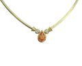Spessartite with Diamond on the side in 14 Karat Yellow Gold Necklace