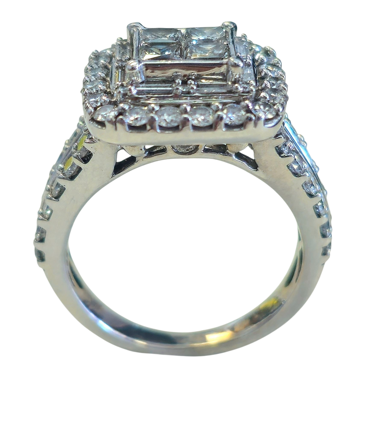 Princess Cut Quad Diamond Ring in 14 Karat White Gold