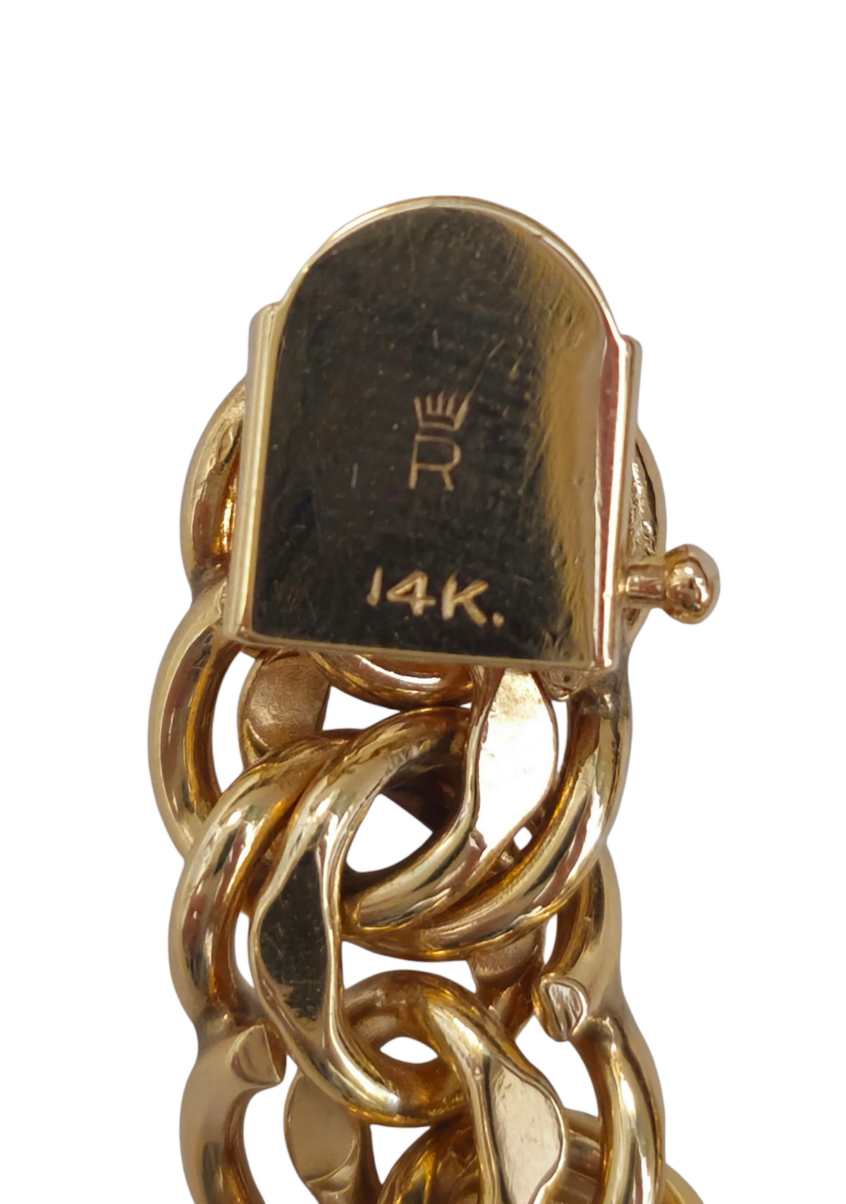 Double Link Bracelet 12mm Wide in 14 Karat Yellow Gold
