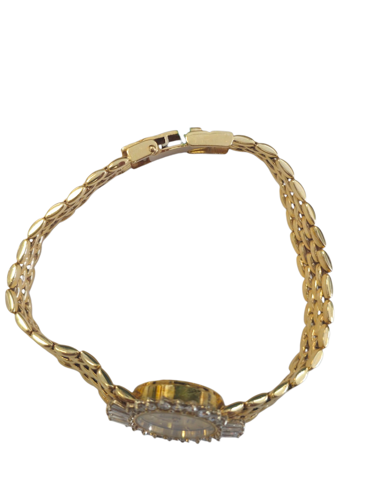Geneve Women's Watch with Baguette and Round Cut Diamonds in 14 Karat Yellow Gold