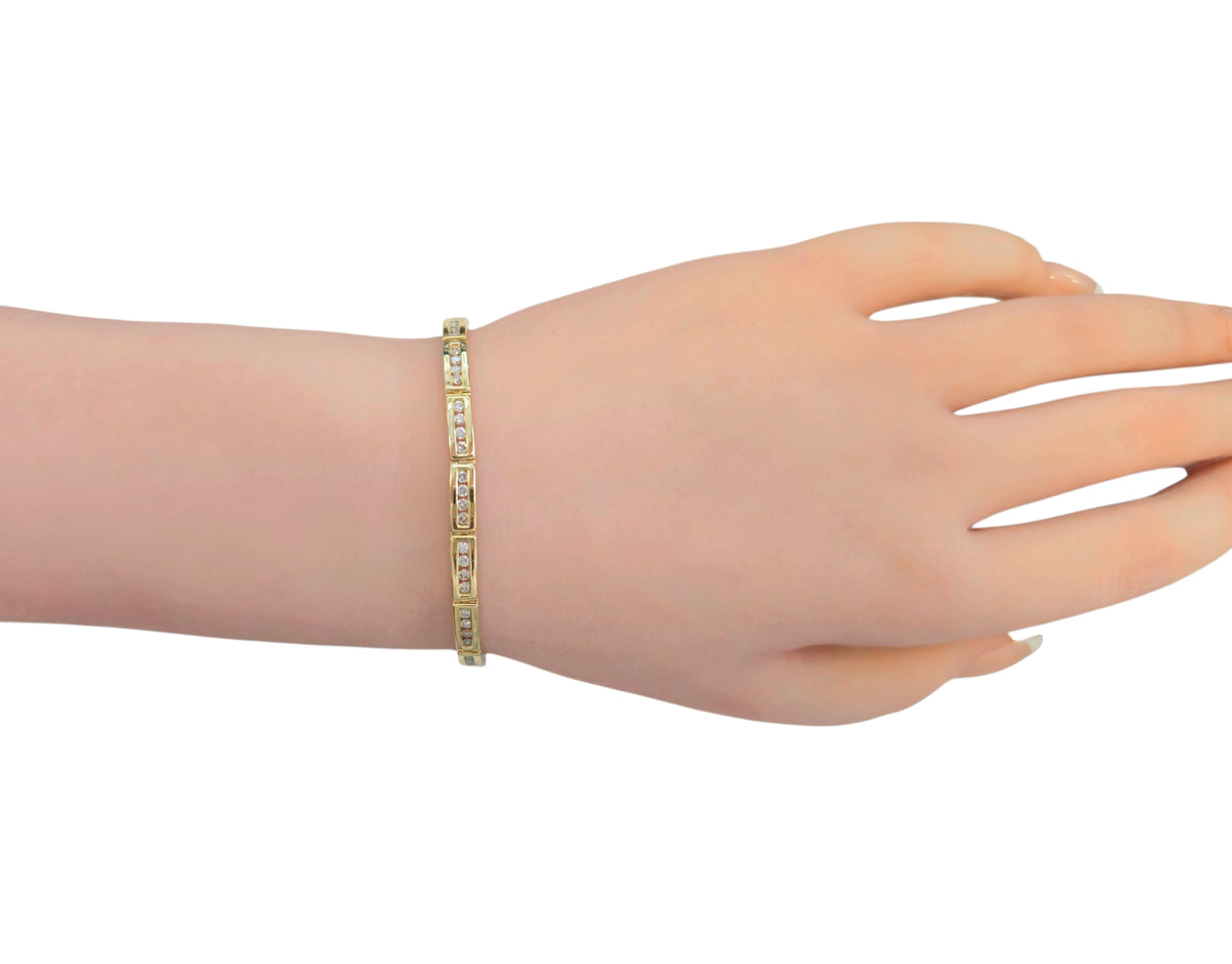 Channel Set Diamond Tennis Bracelet in 14 Karat Yellow Gold