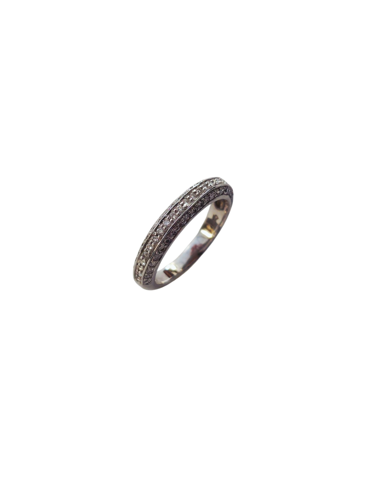 Triple Row Diamond Ring Band in 14 Karat White Gold