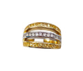 3 Row Diamond and Yellow Sapphire Ring in 14 Karat Gold Two Tone