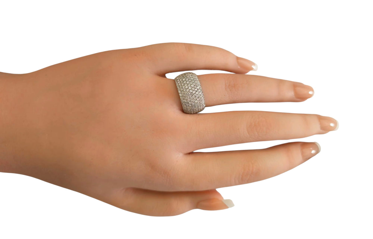 Wide Diamond Band Pave Ring in 14 Karat White Gold