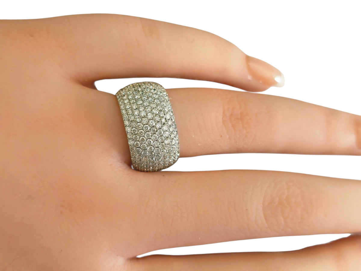 Wide Diamond Band Pave Ring in 14 Karat White Gold