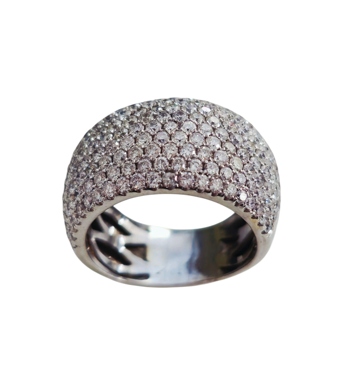 Wide Diamond Band Pave Ring in 14 Karat White Gold