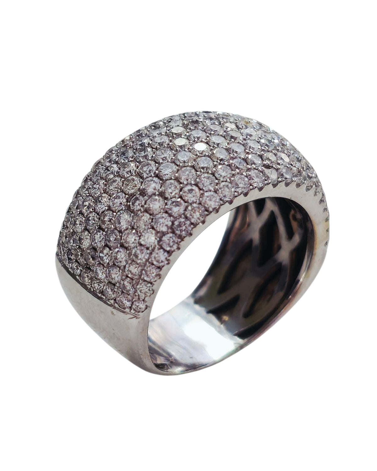 Wide Diamond Band Pave Ring in 14 Karat White Gold