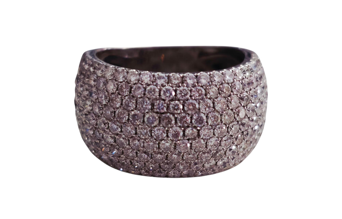 Wide Diamond Band Pave Ring in 14 Karat White Gold