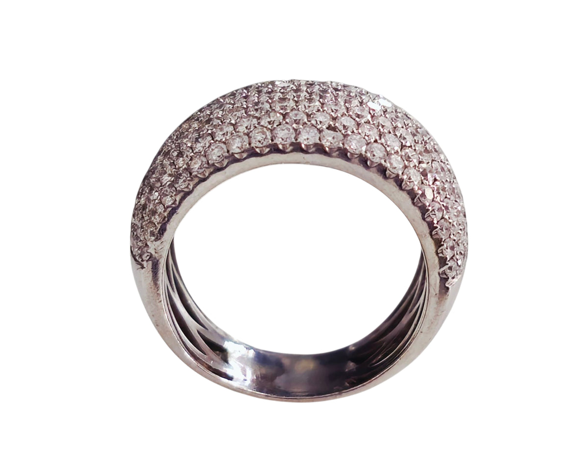 Wide Diamond Band Pave Ring in 14 Karat White Gold