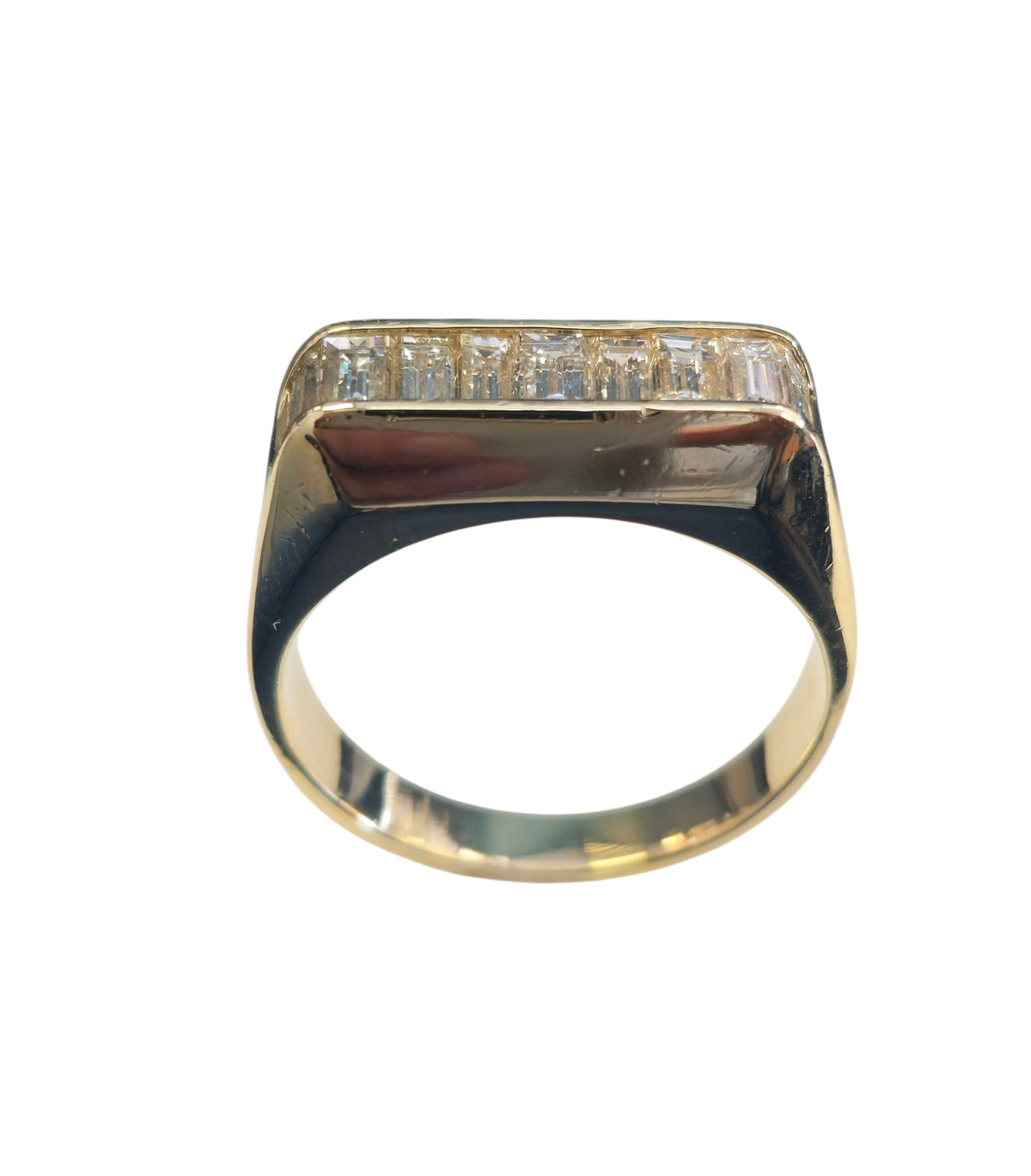 Men's Baguette Cut Ring in 14 Karat Yellow Gold