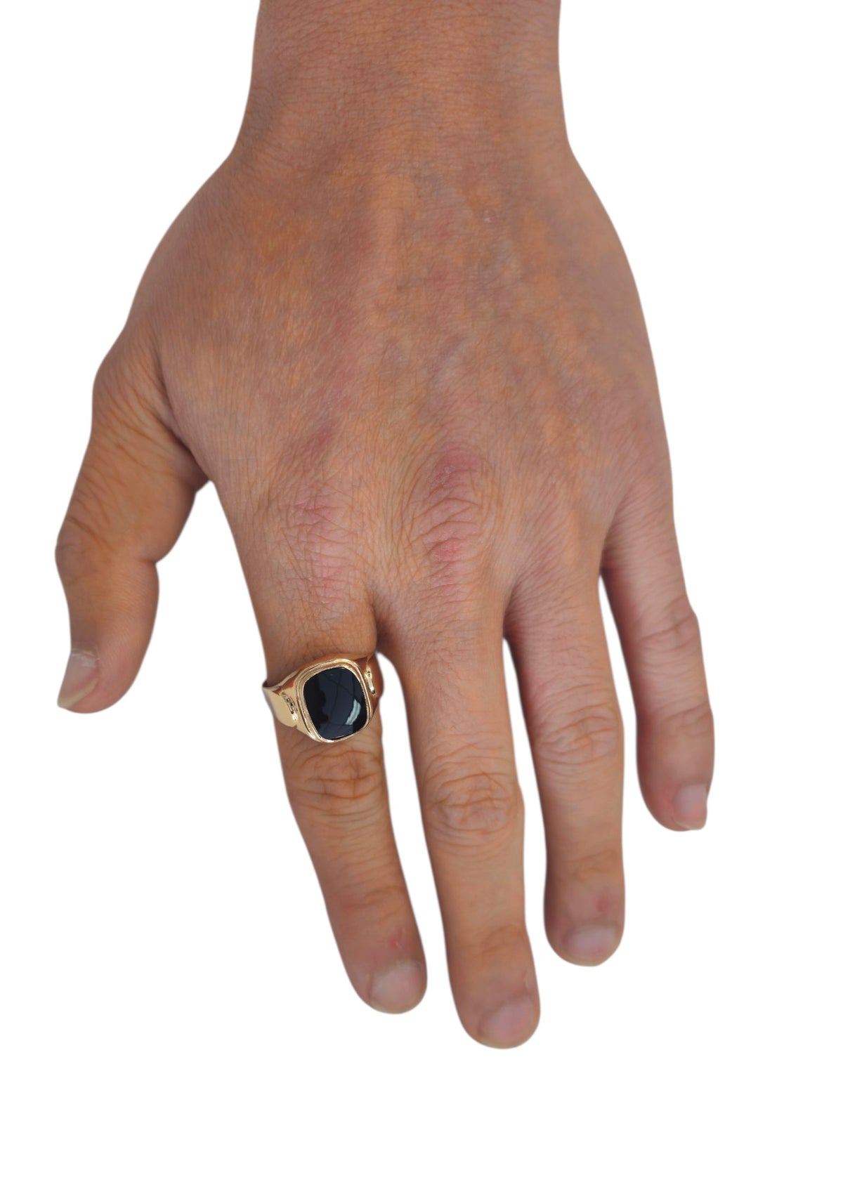 Men's Onyx Signet Ring in 18 Karat Rose Gold