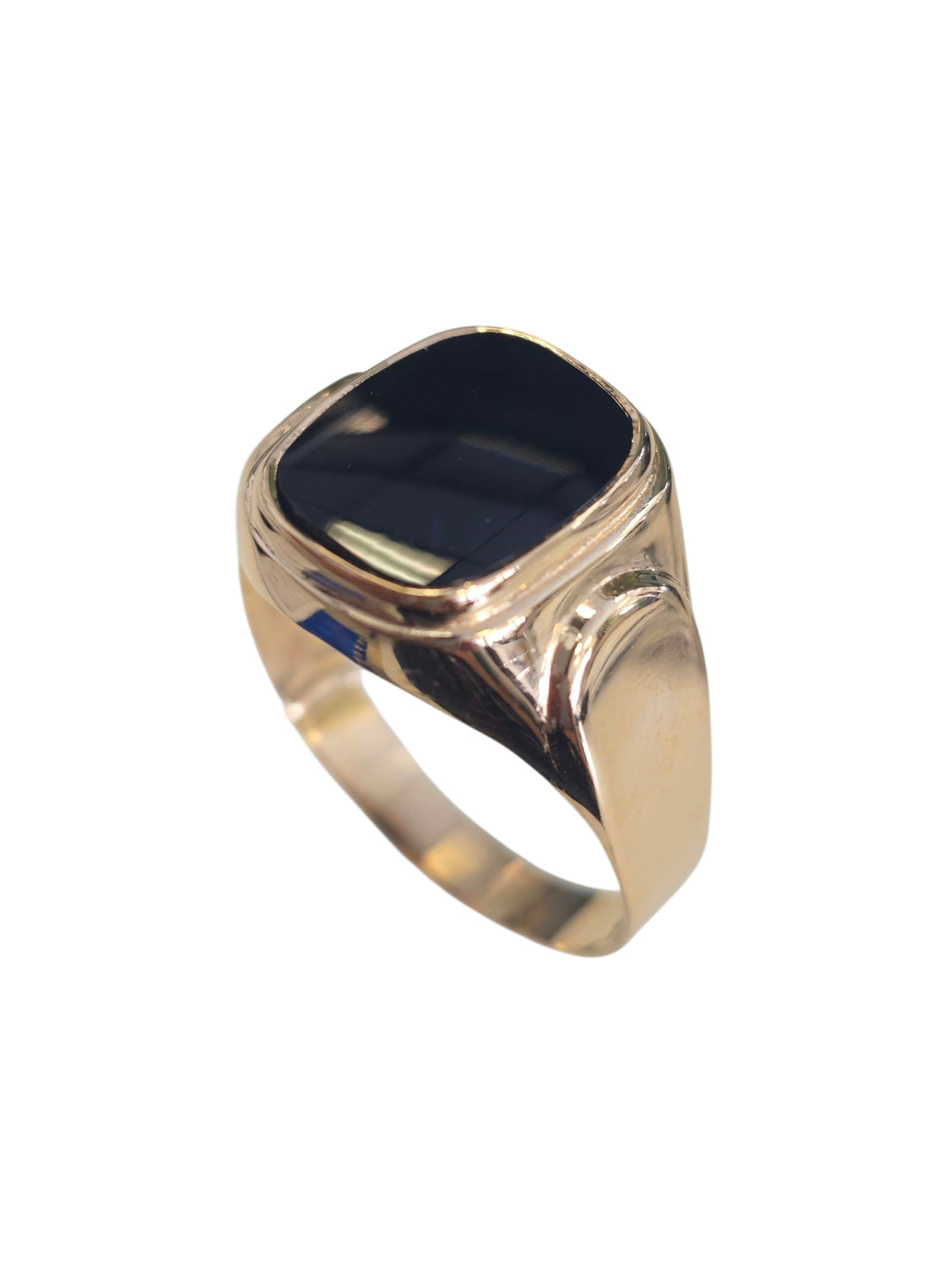 Men's Onyx Signet Ring in 18 Karat Rose Gold
