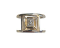 Double Band Ladies Ring with Rectangular Princess Cut Diamond in 14 Karat Yellow Gold
