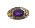 Oval Cut Amethyst and Round Cut Ring Yellow Sapphire in 14 Karat Yellow Gold
