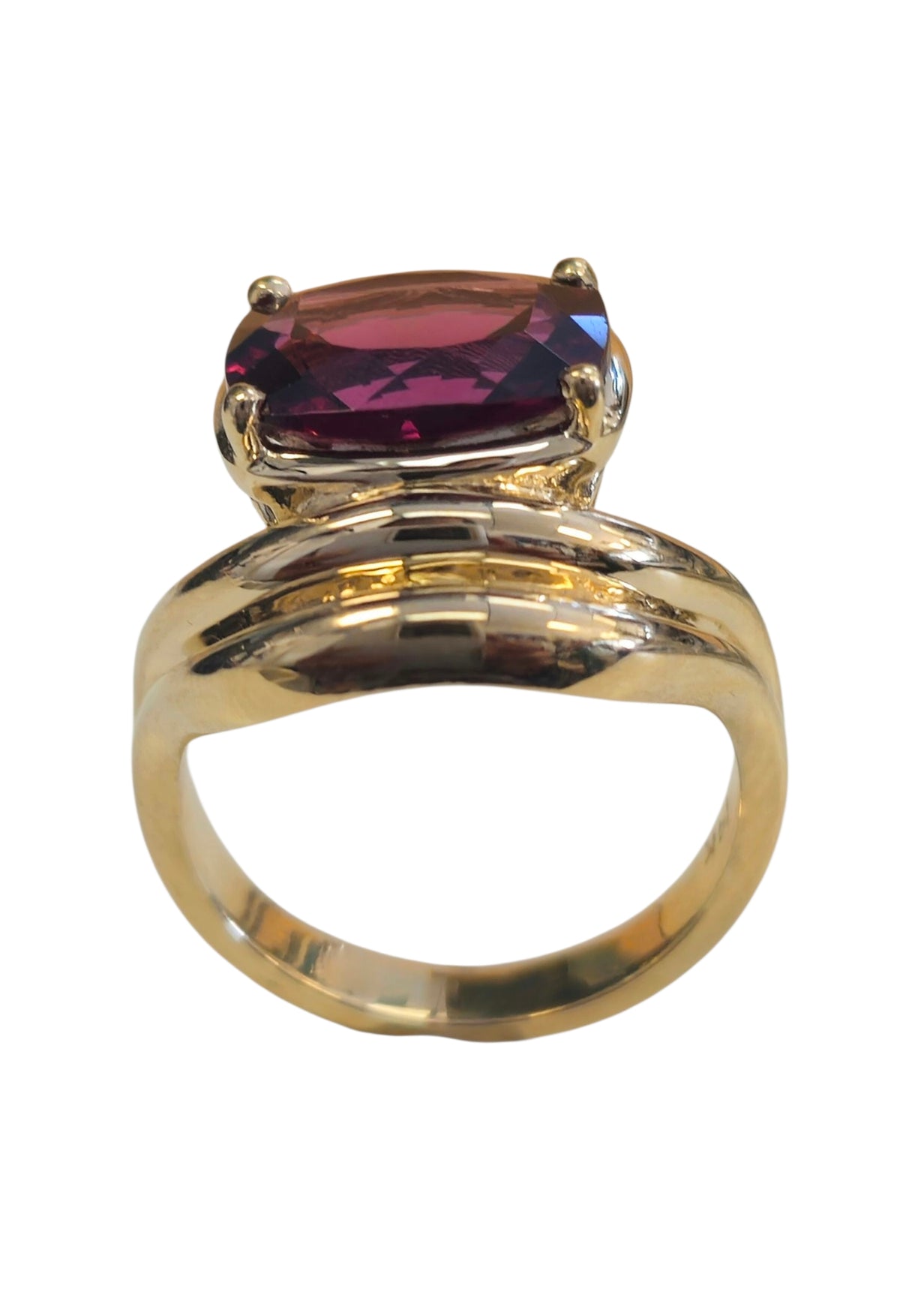 Rhodolite Garnet Cushion Cut in 14 Karat Yellow Gold
