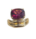 Rhodolite Garnet Cushion Cut Ring in 14 Karat Yellow Gold