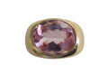 Oval Cut Kunzite Wide Band Ring in 14 Karat Yellow Gold