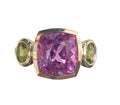 Kunzite and Peridot Ring in 14 Karat Yellow Gold