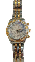 Breitling Chronomat Mother of Pearl Diamond Dial Watch in Stainless Steel and Rose Gold