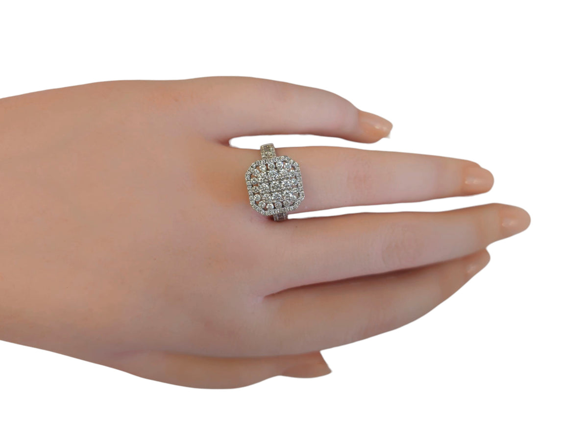 Squared Halo Diamond Ring in 14 Karat White Gold