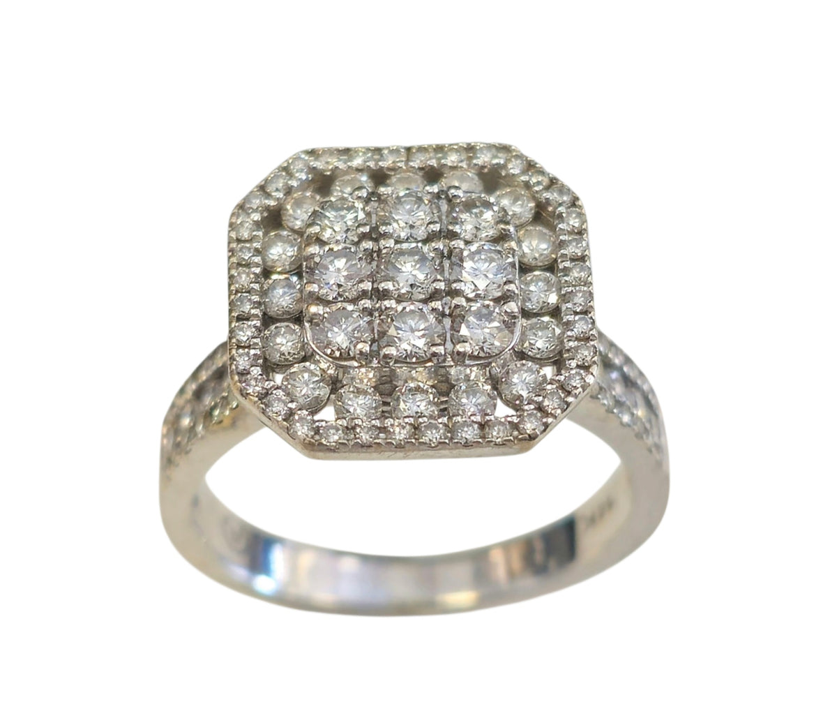 Squared Halo Diamond Ring in 14 Karat White Gold