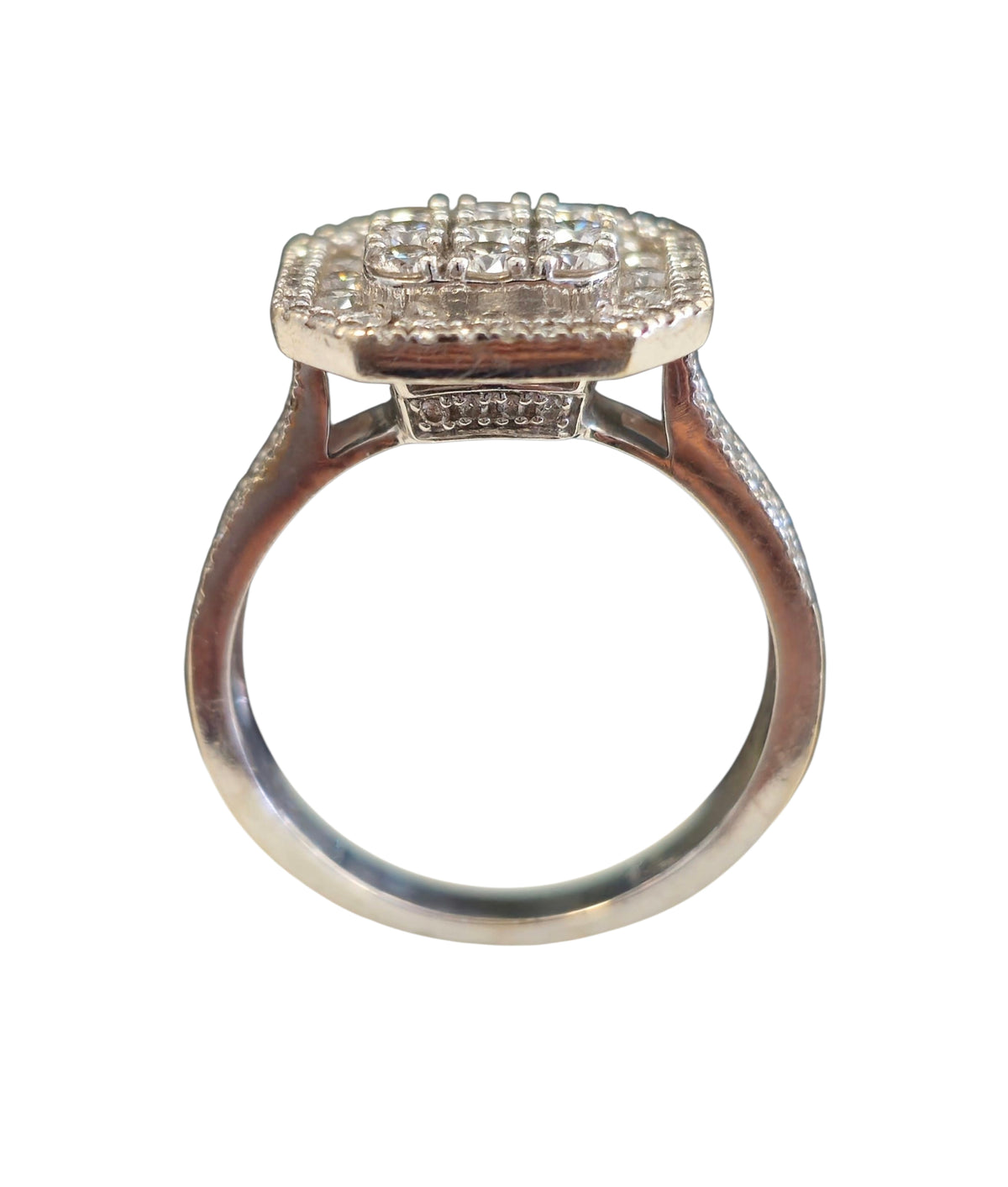 Squared Halo Diamond Ring in 14 Karat White Gold