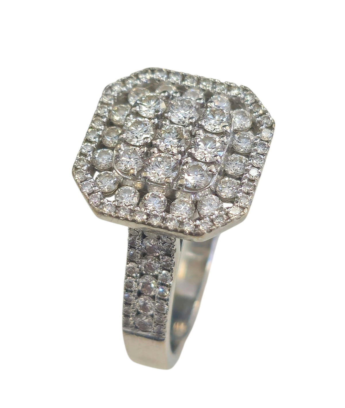 Squared Halo Diamond Ring in 14 Karat White Gold