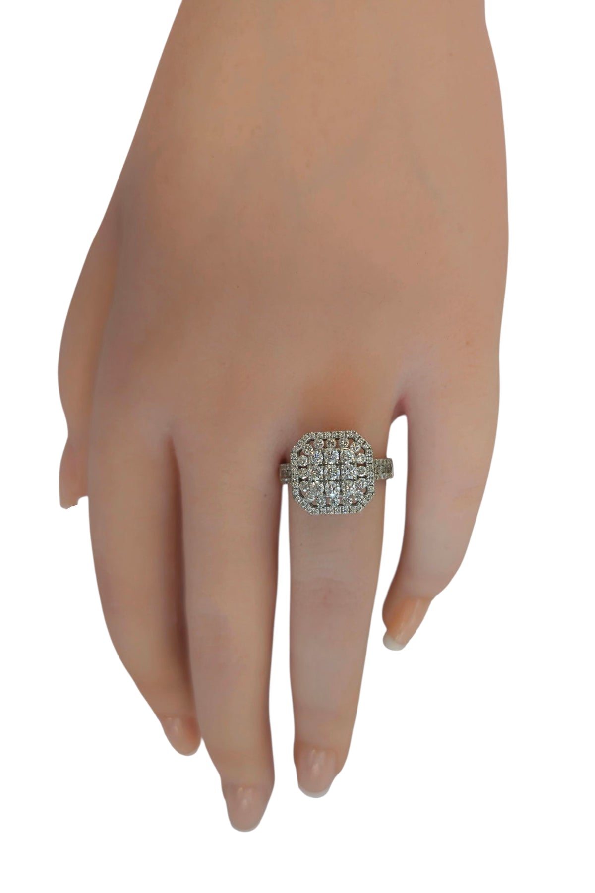 Squared Halo Diamond Ring in 14 Karat White Gold