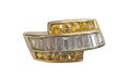 Curved Three-Row Baguette Diamonds and Yellow Sapphire Ring in 14 Karat Yellow Gold