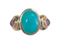 Agate and Rhodolite Garnet Ring in 14 Karat Yellow Gold