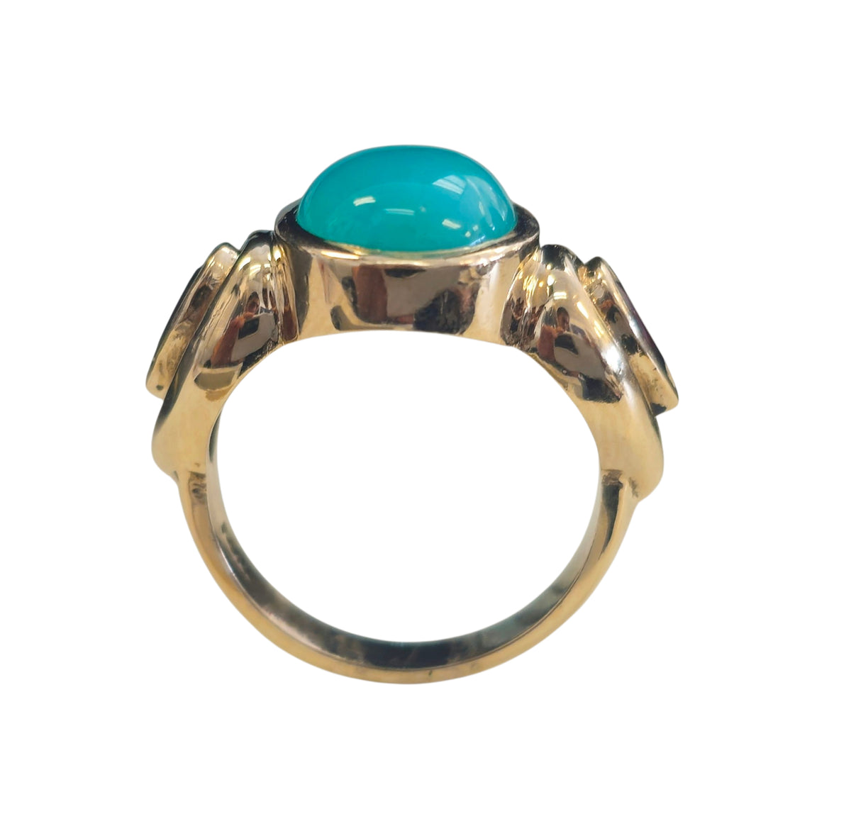 Agate and Rhodolite Garnet Ring in 14 Karat Yellow Gold