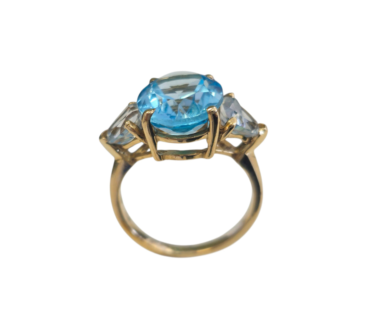 Blue Topaz and White Sapphire Ring in 14 Karat Yellow Gold
