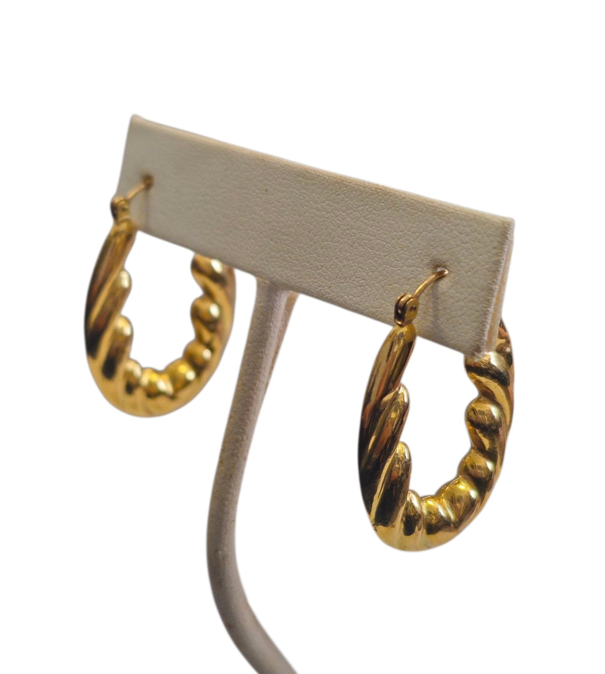 Vintage Shrimp Hoop Earrings in 14 Karat Yellow Gold