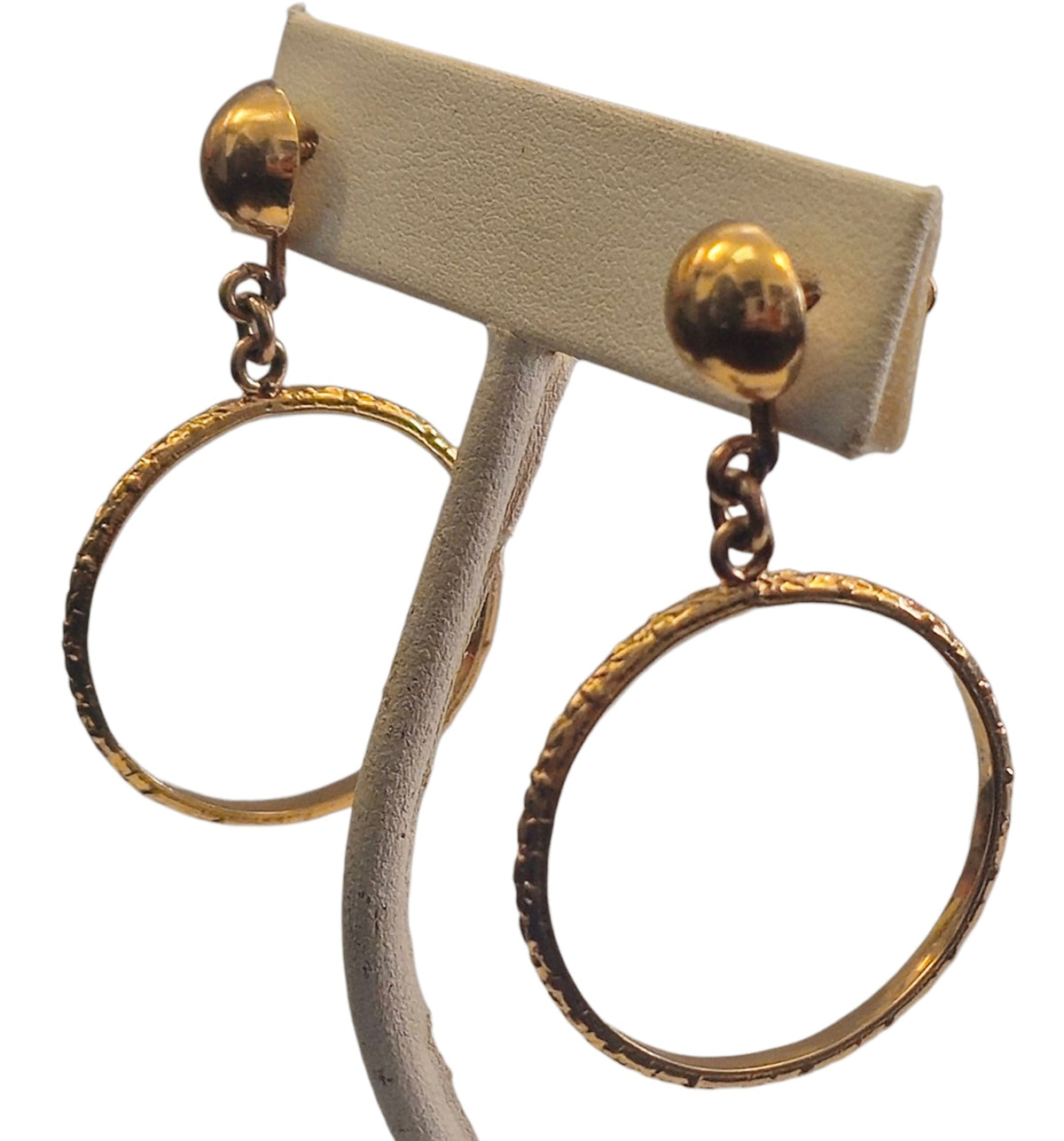 Open Circle Dangle Vintage Hoop Earrings in 14 Karat Yellow Gold