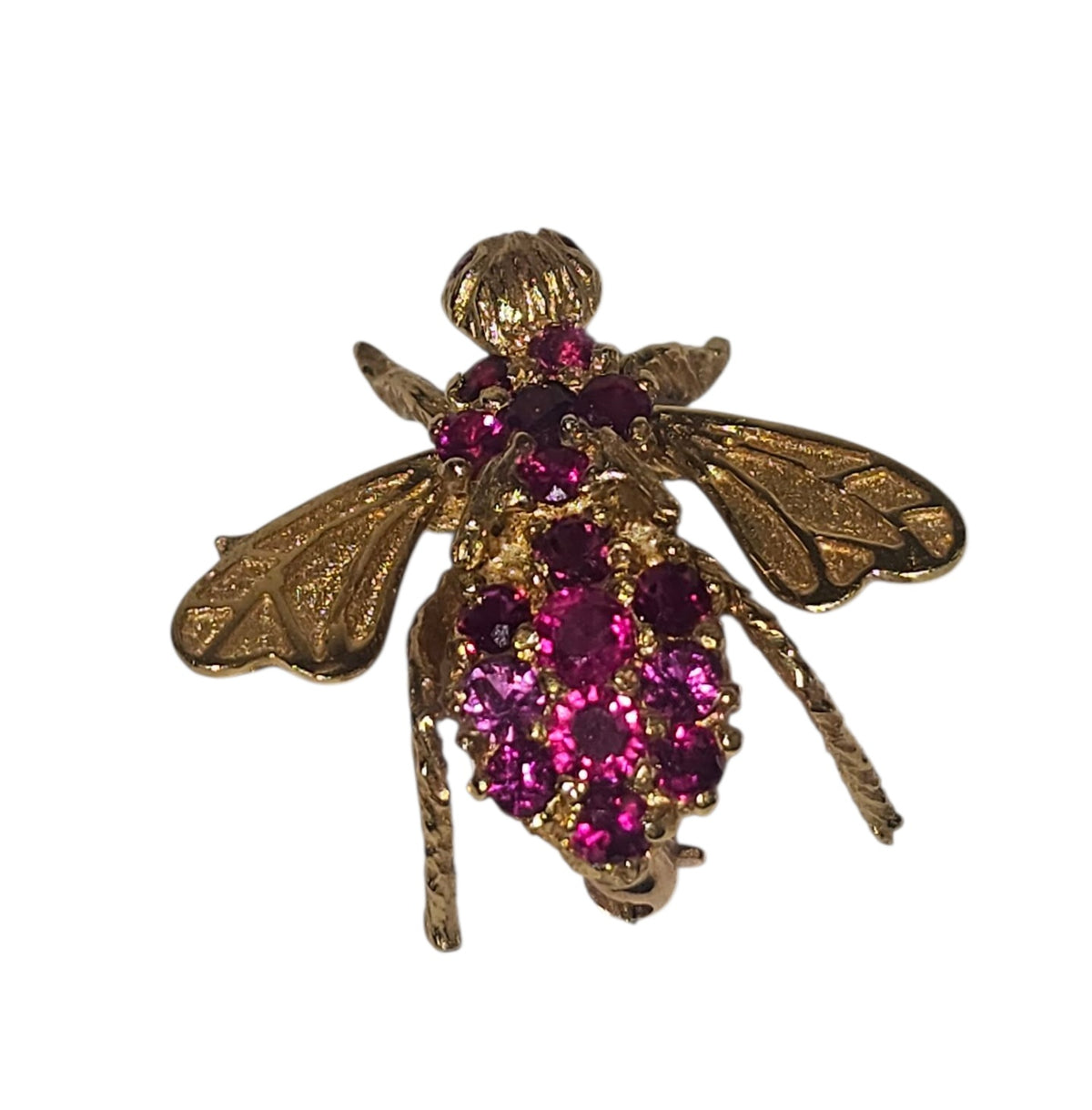 Ruby Bee Brooch in 18 Karat Yellow Gold
